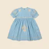 Girl's Dresses Kids Dresses APO Brand Summer Girls Embroidery Flowers Princess Dress Baby Child Fashion Short Sleeve Outwear Clothes 230628