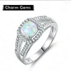 Cluster Rings Beautiful Cute Simple Round Jewelry White Fire Opal Cz Champagne Crystal From Austrian Ring For Women Wholesale