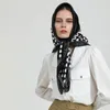Szaliki jedwabny szalik kobiety moda czarna biała polka kropka drukowana opaska do włosów ręka chusta faulard femme luksus marki hidżab