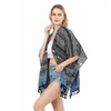 Damenbadebekleidung Sommer Frauen Strand Smock Print Quaste Strickjacke Mittellangärmeliger Sonnenschutzanzug Stil Mode Lässig 2023