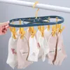Hangers Roller Intrekbaar Wasrek Ondergoed Sokken Haak Hanger Droger 12 Clips Plastic Huishouden Opslag Thuis