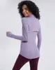 Lulu-78春秋のニュージャッパージャケットクイックドライヨガの服ロングスリーブの親指の穴ランニング女性スリムフィットネスコート通気性デザイン699yy