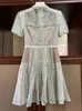 AUTO Self Portrait Light Green Lace Mesh Red Dress Dress