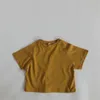 T-shirt Yaz Çocuklar T-shirt Moda Katı Kız Tees Kısa Kollu Pamuklu Erkek 1-8Y 230628 Için Kore Rahat Çocuk Giysileri Tops