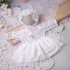 記念品の子供の服生まれた女の女の子レースプリンセスハットドレスセットスタジオスタイルバプテスマ服230627