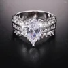Pierścienie klastra duże luksusowe markizowe cięcie 3 symulowana diamentowa obrączka dla kobiet biżuteria ma logo S925 Real 925 srebrne