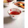 Ciotole Creative Fragola Stampata Ramen Noodles Ciotola Dessert Di Frutta Sotto Zuppa Di Miscelazione In Ceramica Smaltata 1158ml