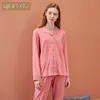 Ropa de dormir para mujer, cárdigan de otoño e invierno para mujer, blusas de algodón, camisetas de manga larga para dormir, pantalones, conjuntos de bata de bambú, pijama, Homesuit