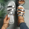 Slippare Summer Women's Fashion Designer Slides Flat Champagne Sandaler Leather Ladies Shoes Casual Party Beach Flip-Flops