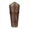 Hair Clips PU Leather Punk Arm Guard Cross Pattern Wristband Medieval Wrist Bracer Biker Men Women Cosplay Jewelry