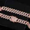 Strands TOP Hop Bling pavimentado diamantes de imitación cadena cubana gargantilla collar para mujeres 12mm Iced Out Rose Gold Color Prong Jewelry 230613