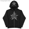 Мужские толстовки Толстовки Vintage Star Printing Hoodie Men Grunge Long Sleeve Zipper Jacket Harajuku Oversize Sweatshirt Осень Streetwear Y2K Clothing T23628