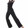 Stage Wear Vrouwen Ballroom Dans Broek 2 Kleur Paars/Zwart Moderne Tango Outfit Aangepaste Kostuum Oefening Kleding 5061