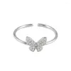 Clusterringe Ventfille 925 Sterling Silber Einfacher Flash CZ Schmetterling Öffnungsring für Frauen Persönlichkeit Cooler Wind Valentinstag Geschenk