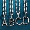 Pendant Necklaces a z Custom Rhinestone Tennis Chain Letter Necklace for Women Men Hiphop Jewelry Alphabet Choker Wholesale 230613