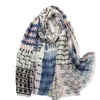 Scarves Scotland Style Scarf Women Elegant 90 180CM Geometric Line Pattern Printing Spring Summer Sunscreen All-Match Accessories Shawls