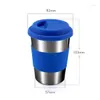 Canecas 304 copo de café de aço inoxidável com tampas de silicone portátil água bebidas chá leite cerveja caneca anti-queimadura viagem drinkware 350ml