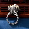 Cluster Rings Genuine S925 Sterling Silver For Women Fashion Exagerate Baroque Freshwater Pearl Micro Inlay Zircon Hollow Jewelry