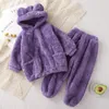 Kläder set baby pojke flicka kläder pyjamas set flanell fleece spädbarn småbarn barn varm huva sömnkläder hem kostym vinter vår höst 1 5y 230627