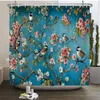 Shower Curtains Chinese Style Flower and Birds Tree Shower Curtains Bath Curtain Waterproof Bathroom Decor With Hooks 3d Printing Bath Curtain 230627