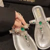 Chinelos Verão Mulher Sandálias Boho Clip Toe Sapatos de Cristal Transparente PVC Pedraria Plana Mulher Bohimia Chinelos de Praia 230628