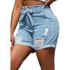 Kvinnors shorts mode sexiga kvinnor sommar streetwear kvinnliga rippade bottnar flickas båge bälte byxor lady's denim jean