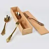 Servis uppsättningar Rose Gold Steak Knife Retro Tabeller Yaffel Teskoon Set Carving Kitchen Accessories Silverware