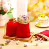 New 5PCS Red Velvet Bag Jewelry Bag with Drawstring Red Gold Velvet Package Bags Wedding Candy Biscuit Jewelry Gift Storage Bag