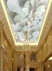Цветок нефрита обоев спальни потолка 3Д обоев для домашних интерьерных фресок печатания шелка
