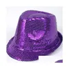 Sombreros de fiesta Niños Adts Lentejuelas Jazz Hat Niños Hombres Mujeres Dance Cap Club Evento Escenario festivo Realizar accesorios Halloween Christmas Drop D Dhejx