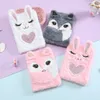 Блокноты Cute Cat Notebook with Lock Kawaii Unicorn Diary Journal A5 Планировщик повестки дня Органайзер Плюшевая записная книжка Школьный альбом для рисования 230627