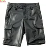 Shorts pour hommes été Section mince noir Stretch cuir Style de travail rouge blanc bleu PU pantalon mâle Fivepoint 2940 42 230627
