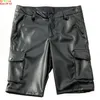 Heren Shorts Zomer Dunne Gedeelte Zwart Stretch Leer Werk Stijl Rood Wit Blauw PU Broek Mannelijke Fivepoint 2940 42 230627