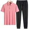 Mens Tracksuits Short sleeve Tracksuit men Set 7XL 8XL 9XL 2 pieces Sets summertime casual Clothing Solid color 8577 230627