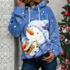 Moletom Feminino Urso de Natal com Impressão em 3D Moletom Moda Feminina Harajuku Tree Elk Sweats Treino Pulôveres de Luxo Menina