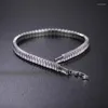 Bracelets porte-bonheur 4/5mm zircon cubique Tennis Bracelet glacé chaîne pour femmes hommes couleur or bijoux en argent