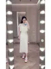 Two Piece Dress designer High end 2023 Summer New Lace Water Soluble Embroidery White Moonlight Fashion Set JKSN