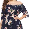 Vestidos plus size verão estilo europeu e americano tamanho boêmia vestido estampado gola alta para mulheres 230627