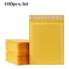 Gift Wrap 100Pcs Yellow Kraft Paper Bubble Envelopes Mailing Bags Padded Mailers Bags For Boutique Packaging Gift Wrap Pouch 230627