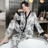 Vêtements de nuit pour femmes ensemble de pyjamas pour femmes luxueux doux Satin pyjamas femme élégant à manches longues pantalon vêtements de maison dames ensembles