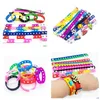 Jelly Sile Wristbands Adjustable Rubber Bracelets Colorf Bracelet With Holes For Kids Boys Girls Birthday Party Award 18Cm Drop Deli Dhkxl