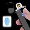 New Electric Lighter USB Charging Touch Control Portable Windproof LED Power Indicator Cigarette Accessories R9EN