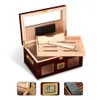 Cedar Wood Cigar Humidor Box stor kapacitet Cigar-/cigarettlagringsbox Dubbelskikt Fuktfodral håller 100st Cigars Aprox