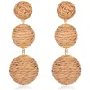 Handgjorda Bohemian Boho Beach Raffia Balls Pärlor Pendant Drop örhängen Kvinnor Bollklänning Party Jewelry Earring