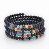 Strand HIYONG 6MM Lava Rock Beads Bracciale Mutil-layered Natural Stone 7 Chakra Wrap Healing Bangles Per Donna Uomo