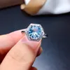Anelli a grappolo USPS Drop Natural Blue Topaz Ring per le donne Autentici gioielli in argento sterling 925 con pietre preziose con certificato