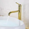 Bathroom Sink Faucets Chrome/Gold Plated Brass Basin Faucet Mixer Tap Single Handle Deck Mounted Rotatable Tapware & Cold