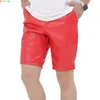 Heren Shorts Zomer Dunne Gedeelte Zwart Stretch Leer Werk Stijl Rood Wit Blauw PU Broek Mannelijke Fivepoint 2940 42 230627