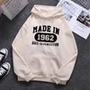 Мужские толстовки Made In 1962 Aged To Perfection Мужская уличная одежда Индивидуальность Oversize Модная повседневная одежда Винтаж Математический пуловер