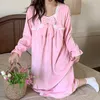Kadın Pijama M-4XL Tatlı Prenses Gecelikler Kadın Gevşek Pazen Yumuşak Kış Sıcak Gecelik Güzel Kore Ev Tekstili O-Boyun Ev Giysileri